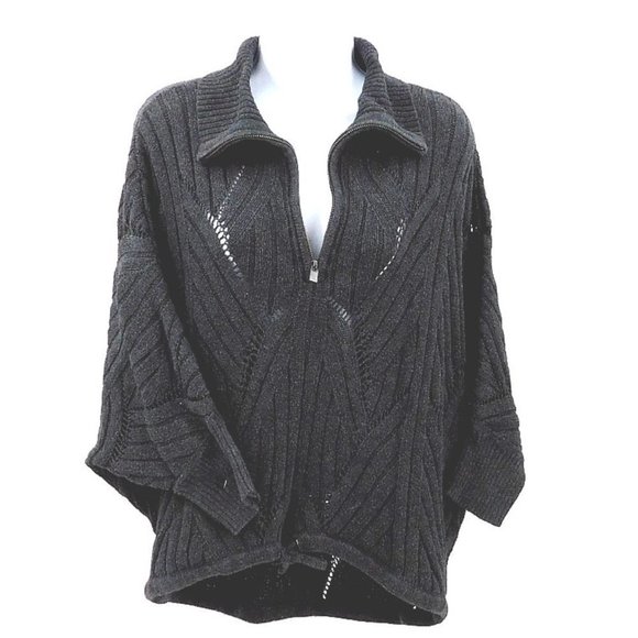 DKNY Jeans Grey Alpaca Blend Full- Zip Cardigan - Picture 1 of 6